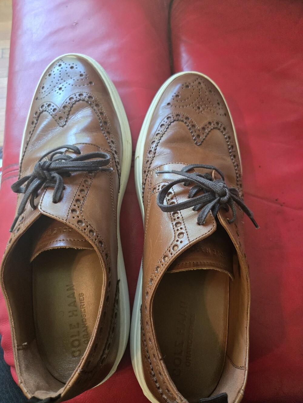 Cole Haan Brown Leather Wingtip Derby Sneakers